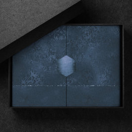 ミッドナイト・ネイビー・ロマンス | Blue Satiny グランジ Damask 薄葉紙