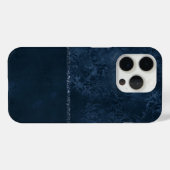 ミッドナイト・ネイビー・ロマンス | Blue Satiny グランジ Damask Case-Mate iPhoneケース (裏面 (横))