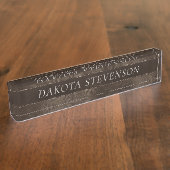 ミッドナイト・ブロンズ・ロマンス | Satiny グランジ Damask デスクネームプレート (側面)