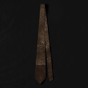 ミッドナイト・ブロンズ・ロマンス Satiny グランジ Damask ネクタイ