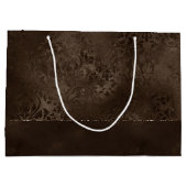 ミッドナイト・ブロンズ・ロマンス | Satiny グランジ Damask ラージペーパーバッグ (裏面)