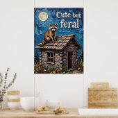 ミッドナイト・プローラー:月明かりの中のアライグマ ポスター (キッチン)