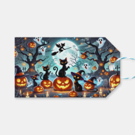 ミッドナイト・マジック：黒猫とカボチャのハロウィン  ギフトタグ