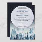 ミッドナイト・ムーン素朴トリー結婚ズ 招待状 (正面/裏面)