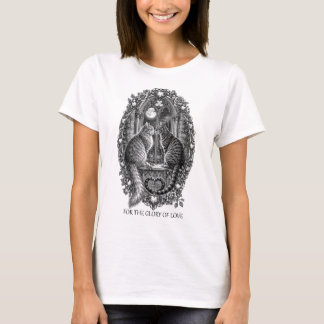 ミッドナイト ロマンス キャッツ ゴシック ウィンドウ アート Tシャツ