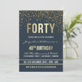 ミッドナイト |金ゴールド紙吹雪40th Birthdayパーティー 招待状 (スタンド正面)
