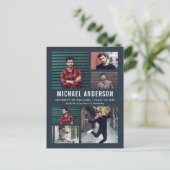 ミッドナイト | 6フォトシャルボード卒業 インビテーションポストカード (スタンド正面)