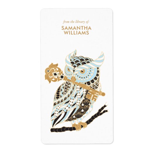 ミッドナ素晴らしーンフクロウ蔵書票 ラベル (正面)