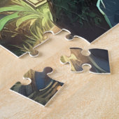 ミッドニお洒落ーンラクーンとカエルの森林川 ジグソーパズル (側面)