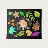 ミッドニ葉ーバラ付きフローラと植物学 タペストリー (正面(横))