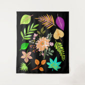 ミッドニ葉ーバラ付きフローラと植物学 タペストリー (正面)