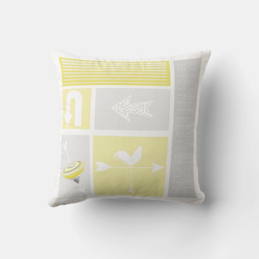 ミッドパーソナライズされたセンチュリーグレーイエローアクアファーム クッション (裏面)