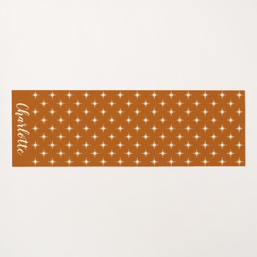 ミッドパーソナライズされたセンチュリーモダンレトロラストオレンジ ヨガマット (裏面(横))