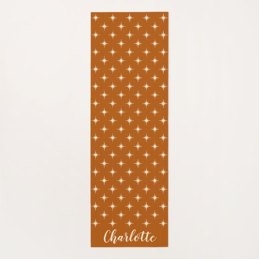 ミッドパーソナライズされたセンチュリーモダンレトロラストオレンジ ヨガマット (裏面)