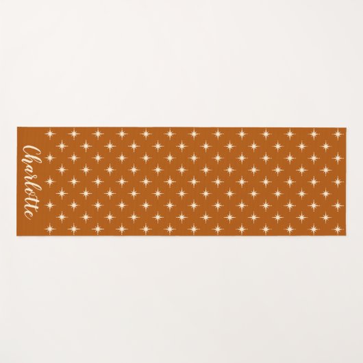 ミッドパーソナライズされたセンチュリーモダンレトロラストオレンジ ヨガマット (正面(横))