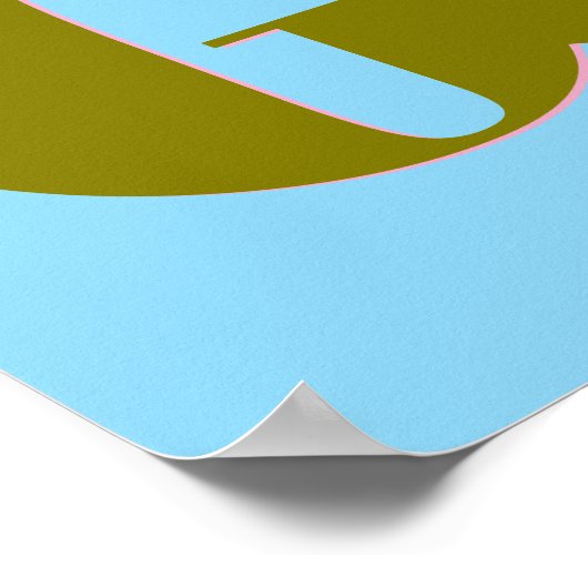 ミッドパーソナライズされたセンチュリーレトロレターイニシャルブルー ポスター (角)