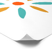 ミッドファンキーセンチュリーのオレンジ色の青い花 ポスター (角)