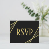 ミッドブラックモダンデザイン- RSVP/ディナーチョイス葉書 ポストカード (スタンド正面)