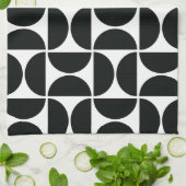 ミッドミニマルセンチュリーボウル白黒 キッチンタオル (折り畳み)