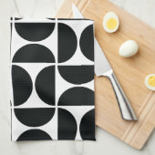 ミッドミニマルセンチュリーボウル白黒 キッチンタオル (四つ折り)