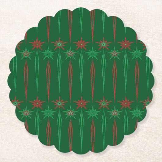 ミッドモダンアイクレスグリーン紙コースター ペーパーコースター (正面)