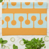 ミッドモダンセンチュリーシェイプ同期オレンジ、アクア キッチンタオル (折り畳み)