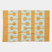 ミッドモダンセンチュリーシェイプ同期オレンジ、アクア キッチンタオル (横)