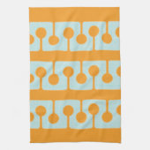 ミッドモダンセンチュリーシェイプ同期オレンジ、アクア キッチンタオル (縦)