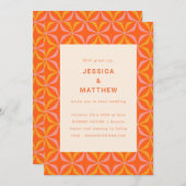 ミッドモダンセンチュリーユニークオレン結婚ジの 招待状 (正面/裏面)