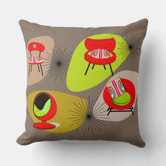 ミッドモダンセンチュリーレトロチェアパターン クッション (正面)