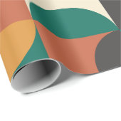 ミッドモダンセンチュリー半円グリーンとオレンジ ラッピングペーパー (ロールコーナー)