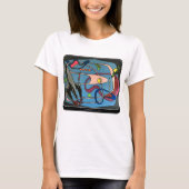 "ミッドモダンセンチュリー宇宙は場所である絵画"上の Tシャツ (正面)