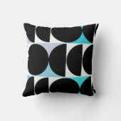 ミッドモダンセンチュリー幾何学模様ティール(緑がかった色)ブルー クッション (裏面)