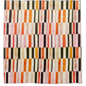 ミッドモダンセンチュリー抽象芸術オレンジストライプ色のパターン シャワーカーテン (正面)