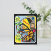 "ミッドモダンセンチュリー抽象芸術ガーデン絵画ビー"の ポストカード (スタンド正面)