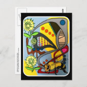 "ミッドモダンセンチュリー抽象芸術ガーデン絵画ビー"の ポストカード (正面/裏面)