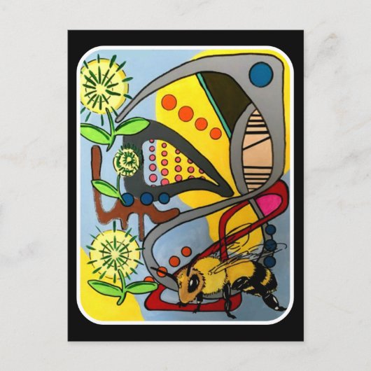 "ミッドモダンセンチュリー抽象芸術ガーデン絵画ビー"の ポストカード (正面)