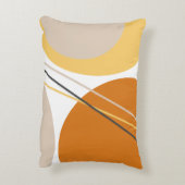 ミッドモダンセンチュリー抽象芸術マスタードラストブラウン アクセントクッション (裏面(縦))