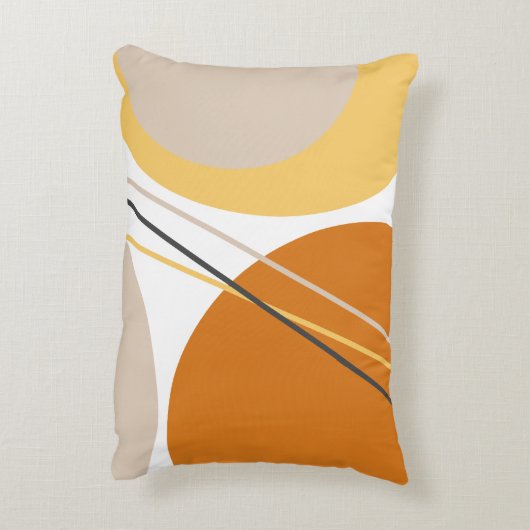 ミッドモダンセンチュリー抽象芸術マスタードラストブラウン アクセントクッション (裏面(縦))