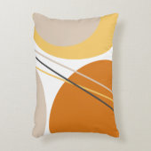 ミッドモダンセンチュリー抽象芸術マスタードラストブラウン アクセントクッション (正面(垂直))