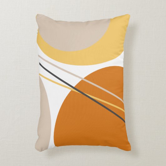 ミッドモダンセンチュリー抽象芸術マスタードラストブラウン アクセントクッション (正面(垂直))