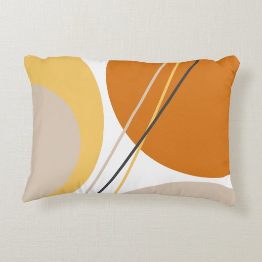 ミッドモダンセンチュリー抽象芸術マスタードラストブラウン アクセントクッション (裏面)