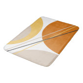 ミッドモダンセンチュリー抽象芸術マスタードラストブラウン バスマット (アングル)