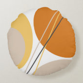 ミッドモダンセンチュリー抽象芸術マスタードラストブラウン ラウンドクッション (裏面)