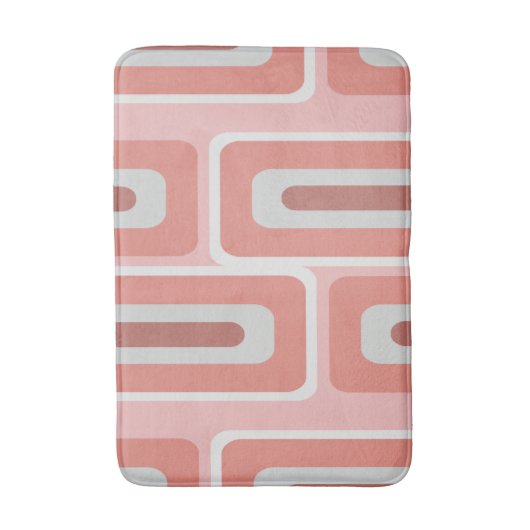 ミッドモダンセンチュリー長長方形サーモンピンク バスマット (正面縦)