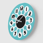 ミッドモダンブルーとオレンジ ラージ壁時計 (傾斜)