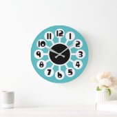 ミッドモダンブルーとオレンジ ラージ壁時計 (ホーム)