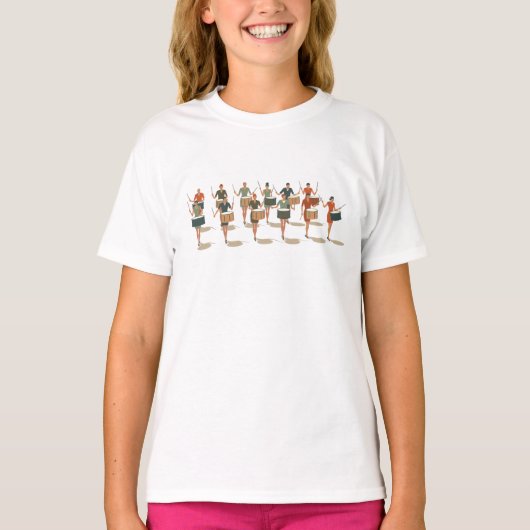 ミッドモダン・ステンシル風デザインの十二人の太鼓叩き 1 Tシャツ (正面)