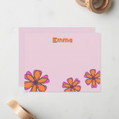 ミッドモダン フラワー フラット ノートカード (正面/裏面インサイチュ)