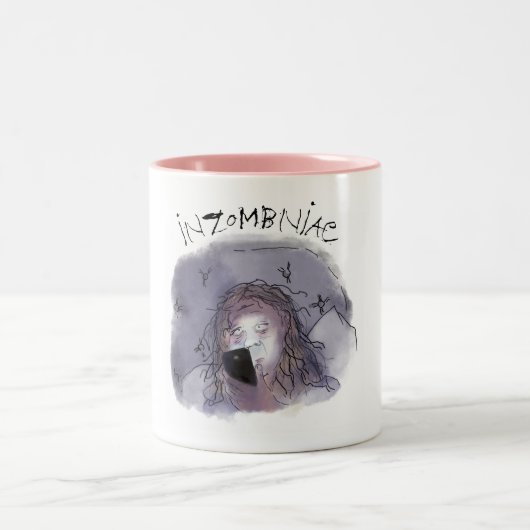ミッドライフおもしろい不眠症ゾンビマグ ツートーンマグカップ (中央)